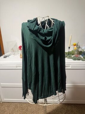Cable & Gauge Forest Green Draped Cowl Neck Pullover
